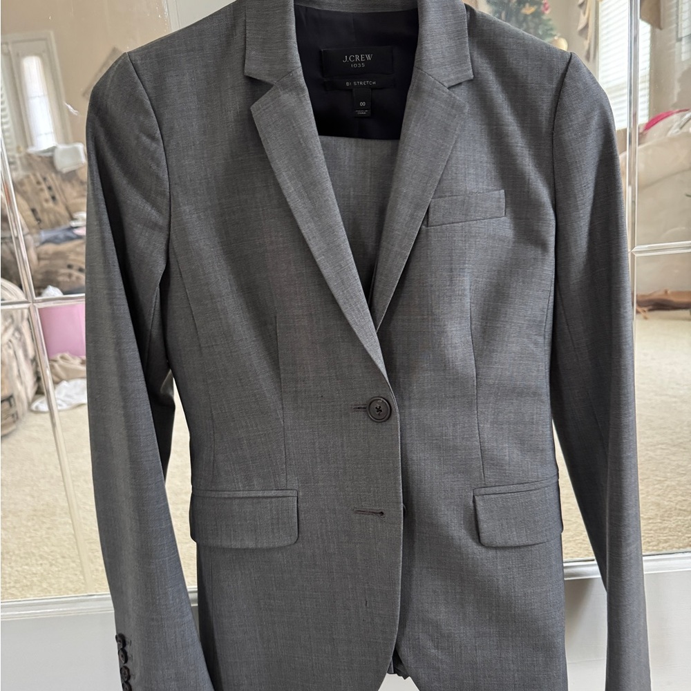 J. Crew women’s gray three piece suite - blazer, pants and pencil skirt